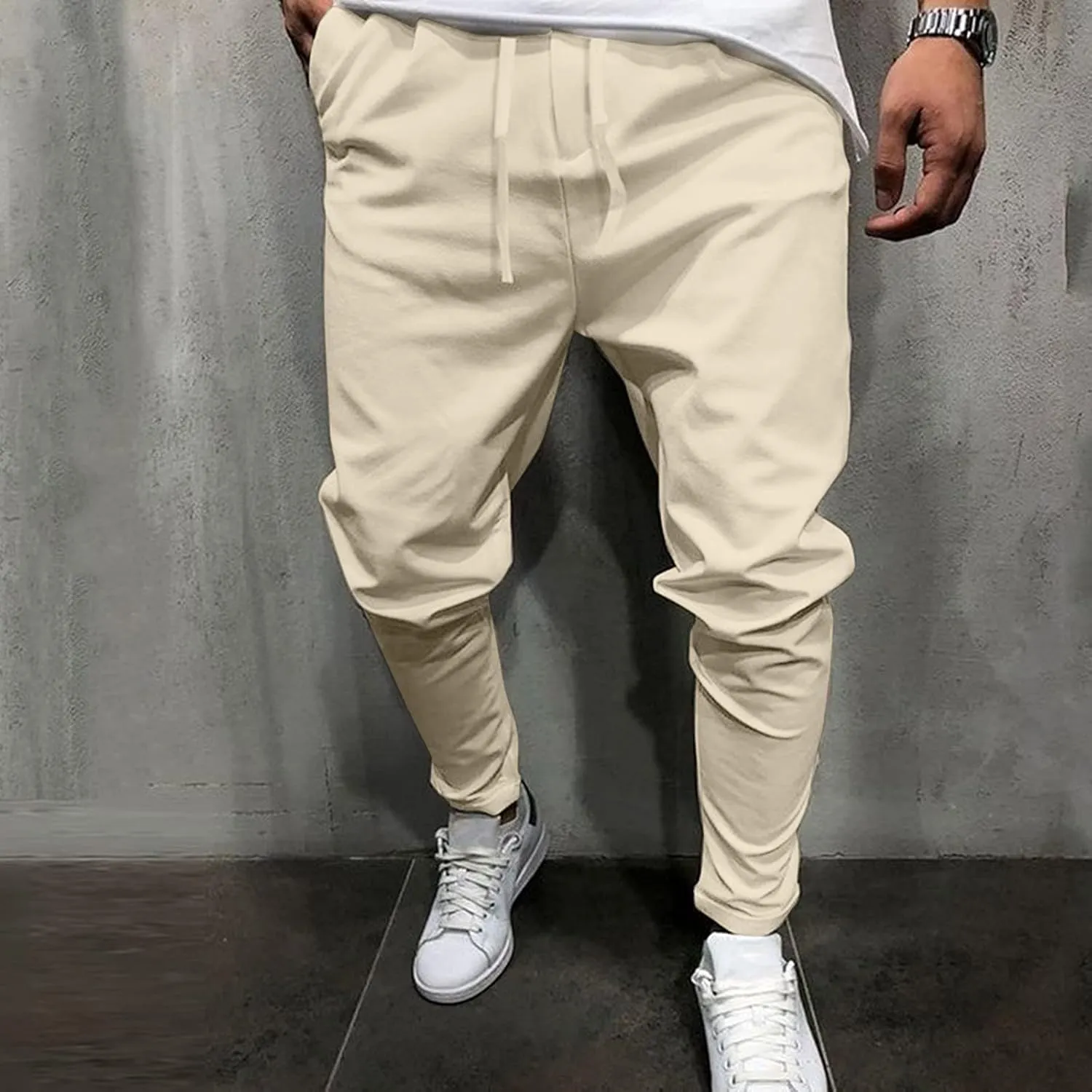 Mens Workout Cargo Sweatpants Striped Cargo Pants for Men Straight Elastic Waist Trousers Work Wear Combat Fitness