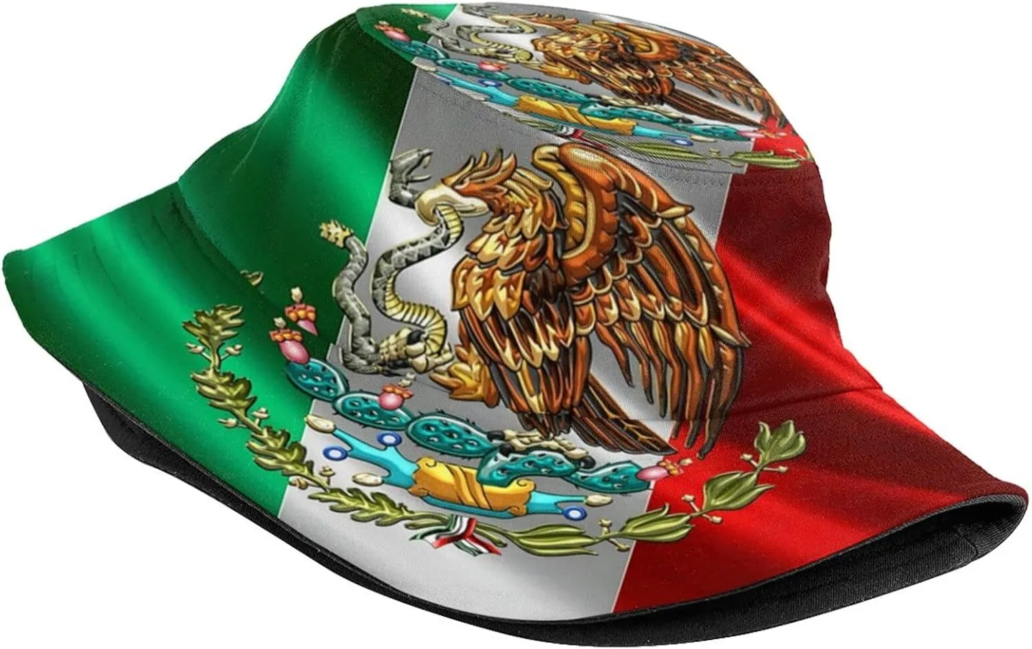 Mexico Hat Mexican Flag Bucket Hats Packable Travel Beach Sun Hat Wide Brim Fisherman Caps for Women Men Boy