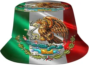 Mexico Hat Mexican Flag Bucket Hats Packable Travel Beach Sun Hat Wide Brim Fisherman Caps for Women Men Boy