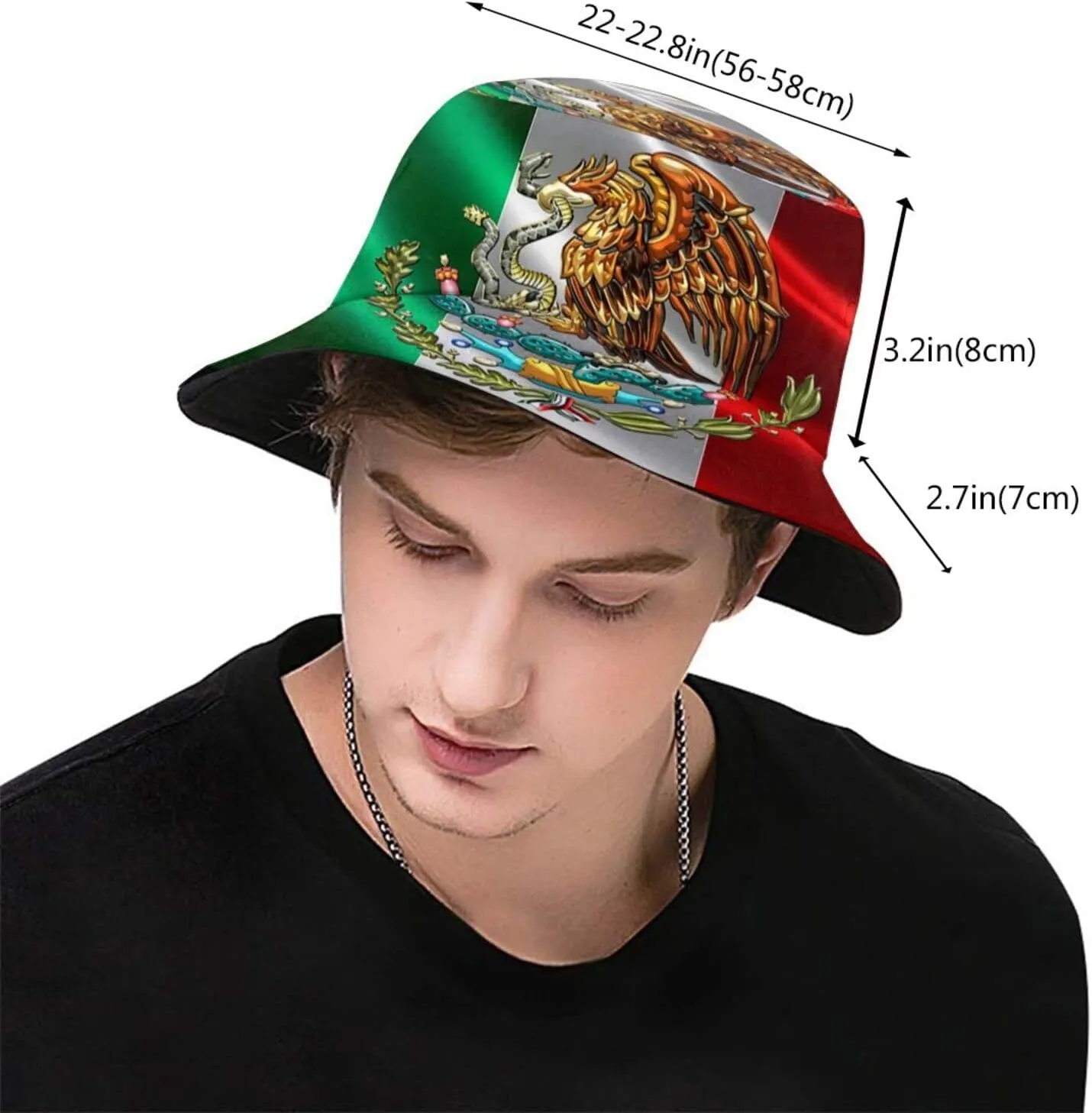 Mexico Hat Mexican Flag Bucket Hats Packable Travel Beach Sun Hat Wide Brim Fisherman Caps for Women Men Boy