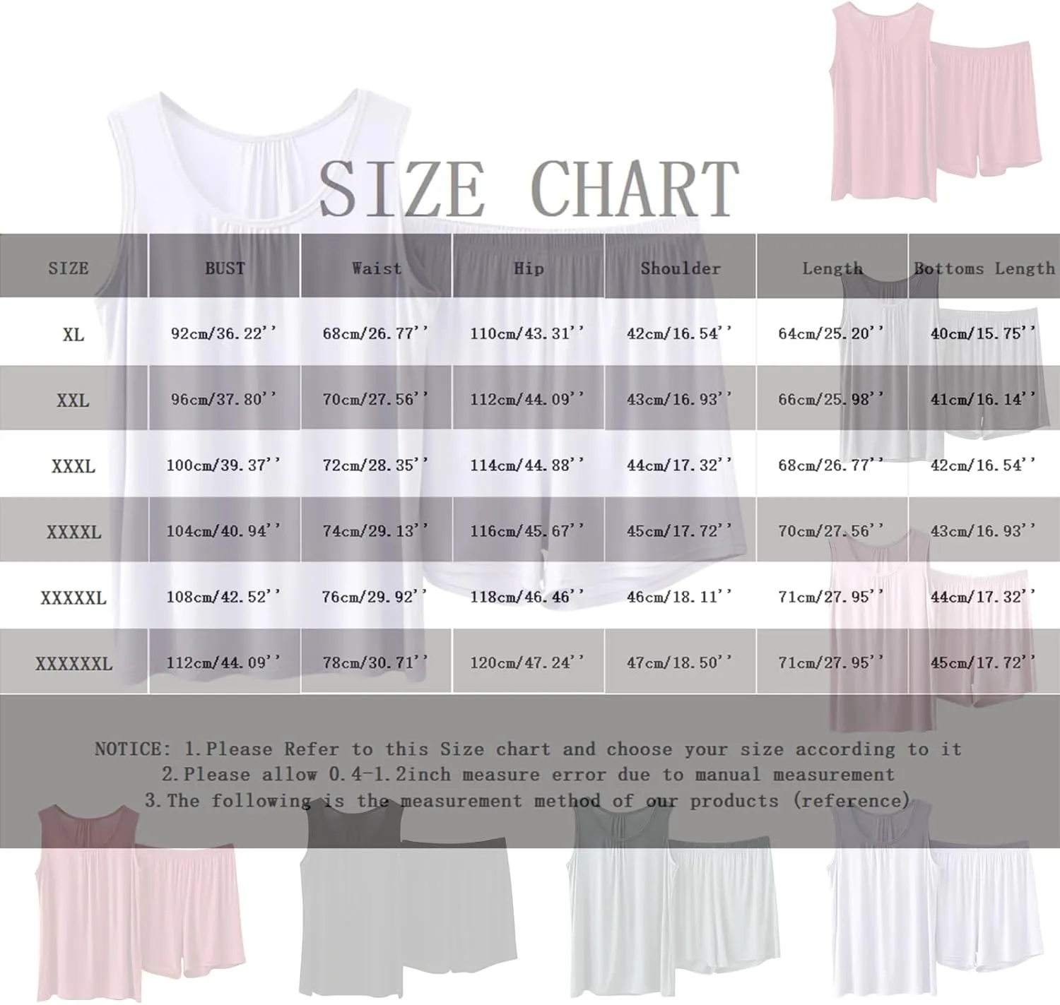 Miyaomn Pajamas Set for Women Comfortable Sleeveless Tank Top and Shorts Sets Solid Color Loose Vest Cami Soft Sleepwear 2pc