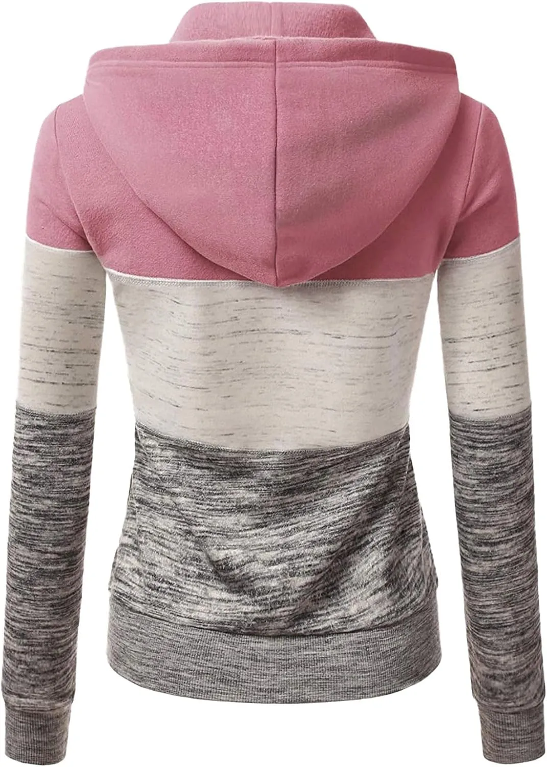 Mmoneyake Women Hoodies with Zipper Color Block Hoodie Zip-Up Jersey Jacket Long Sleeve Comfortable Lightweight Sweatshirt