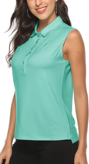 MoFiz Womens Golf Polo Shirts V Neck Athletic Tops Short Sleeve Activewear T-Shirts