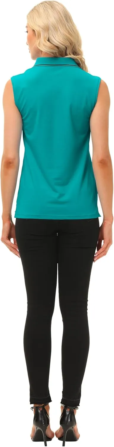 MoFiz Womens Golf Polo Shirts V Neck Athletic Tops Short Sleeve Activewear T-Shirts