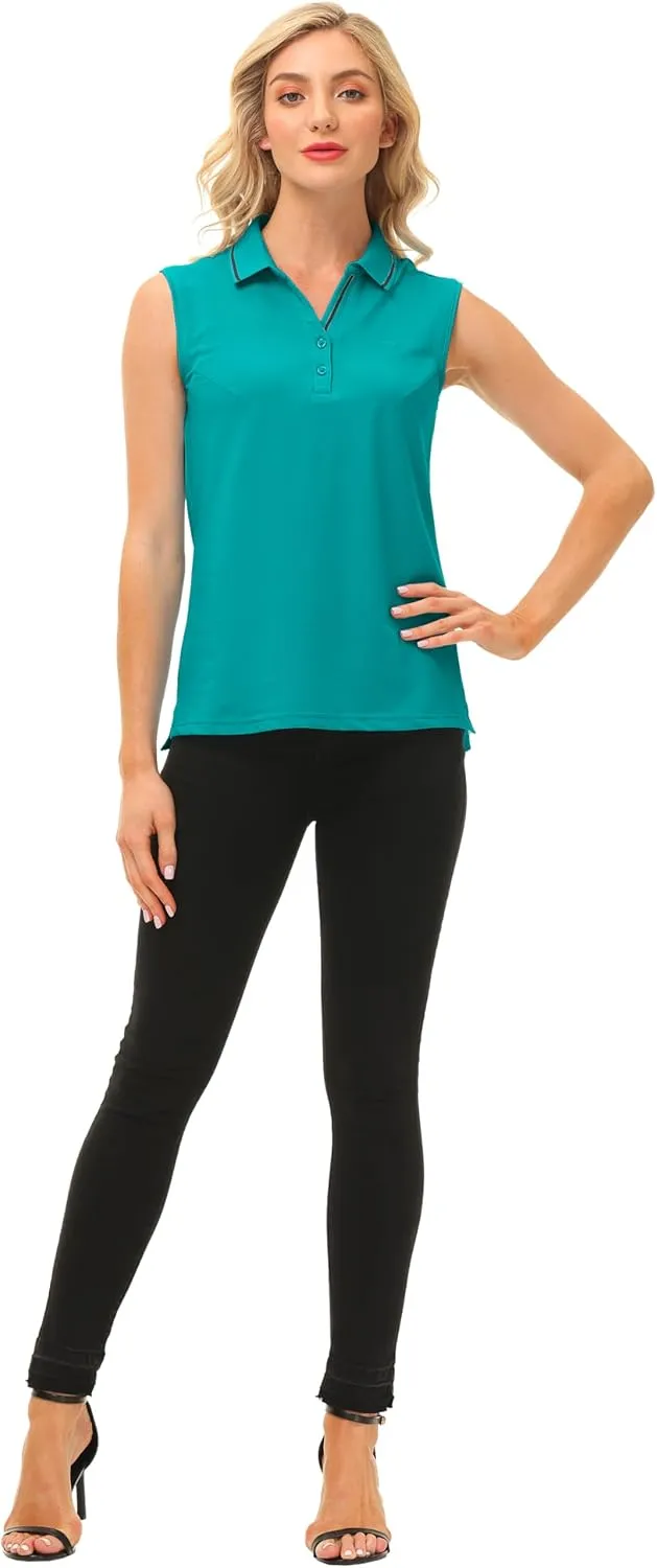 MoFiz Womens Golf Polo Shirts V Neck Athletic Tops Short Sleeve Activewear T-Shirts