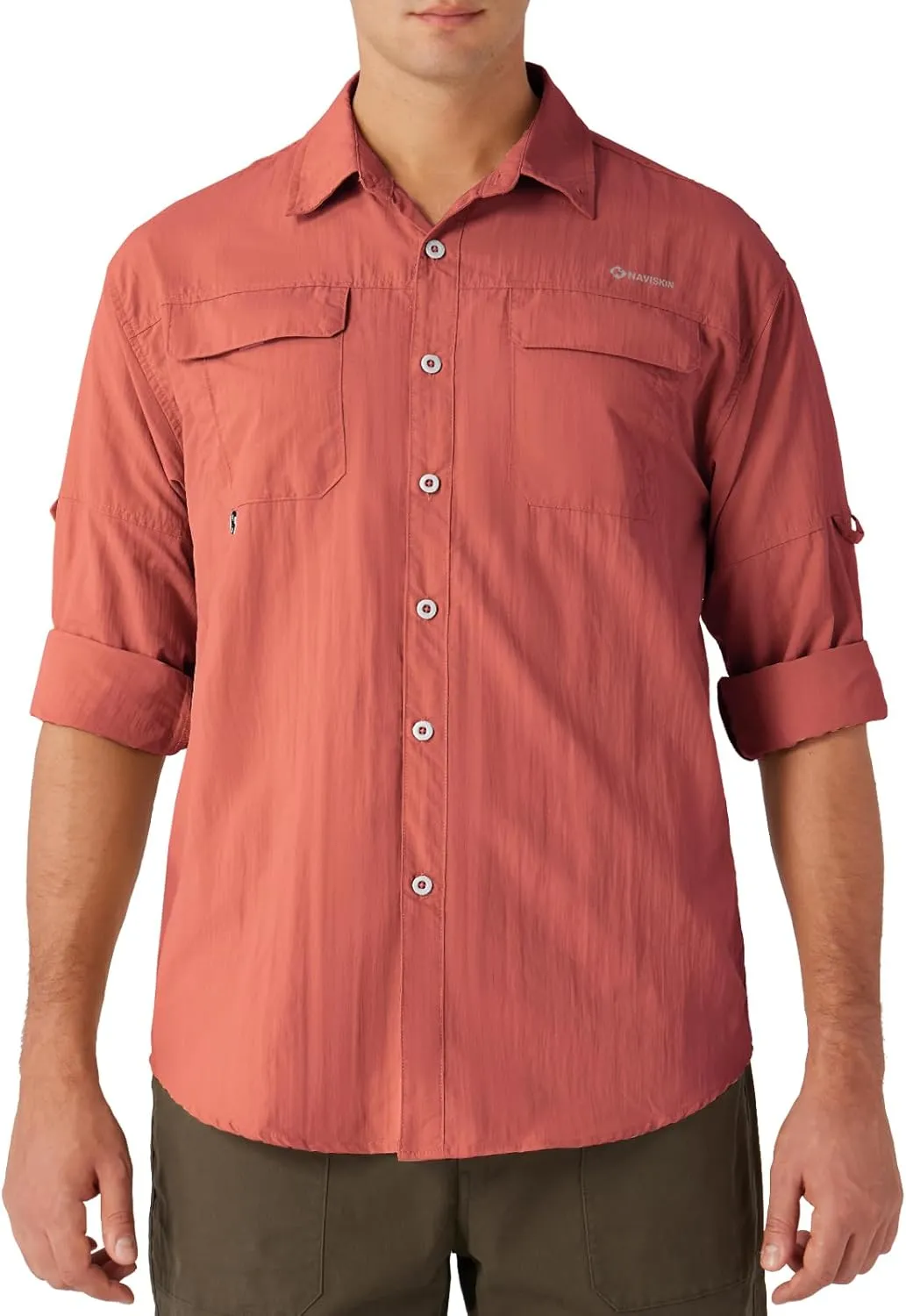 NAVISKIN Men's Sun Protection Fishing Shirts UPF 50  Long Sleeve Sun Shirts for Men PFG Hiking Travel Camping