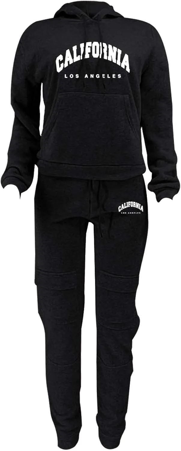 NEW YORK Sweatsuit For Women 2 Piece Outfits Multiple Pockets Jogger Track Suits with Joggers Sweatpants Hooded Tracksuit Set