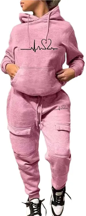 NEW YORK Sweatsuit For Women 2 Piece Outfits Multiple Pockets Jogger Track Suits with Joggers Sweatpants Hooded Tracksuit Set