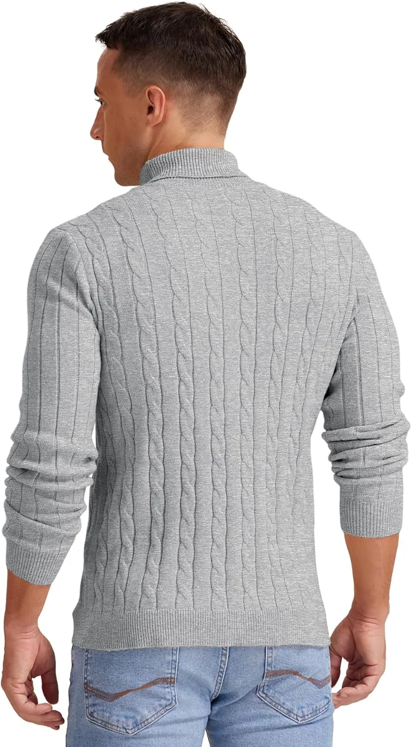 NITAGUT Men's Casual Turtleneck Sweaters Warm Twisted Pattern Knitted Slim Fit Pullover Sweater