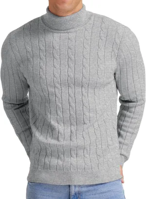 NITAGUT Men's Casual Turtleneck Sweaters Warm Twisted Pattern Knitted Slim Fit Pullover Sweater
