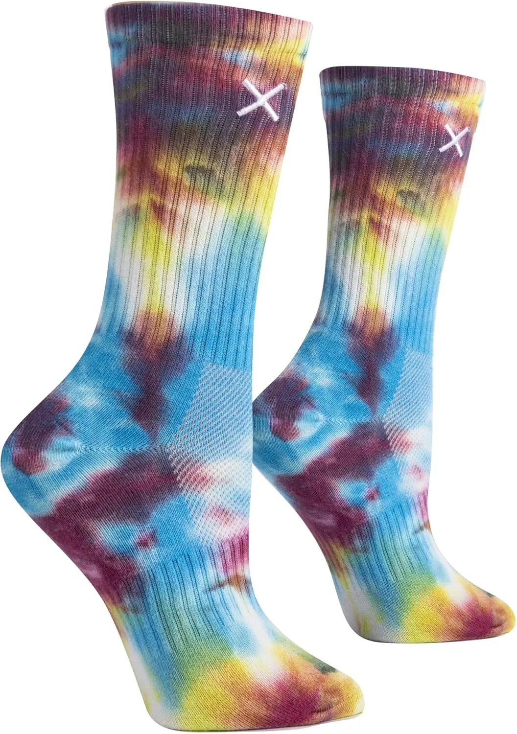 Odd Sox Basix Men's & Women's Performance Crew Sock, Cotton Comfort, Tie Dye