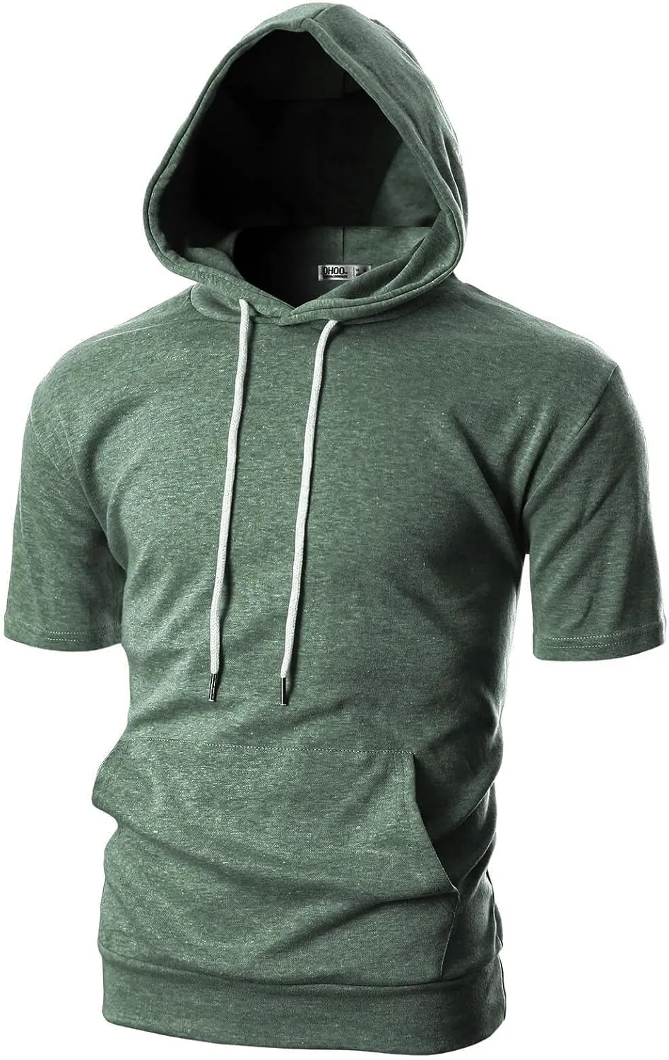 Ohoo Men's Short Sleeve Hoodie Pullover Slim Fit Lightweight Summer Hooded Sweatshirt