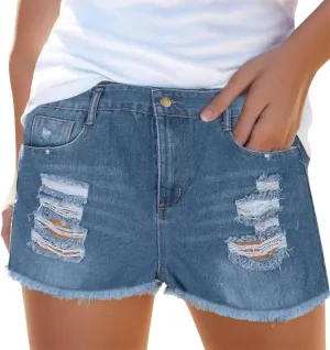Plus Size Denim Bermuda Shorts For Women Jean Shorts High Waisted Ripped Shorts Distressed Jean Shorts for Summer