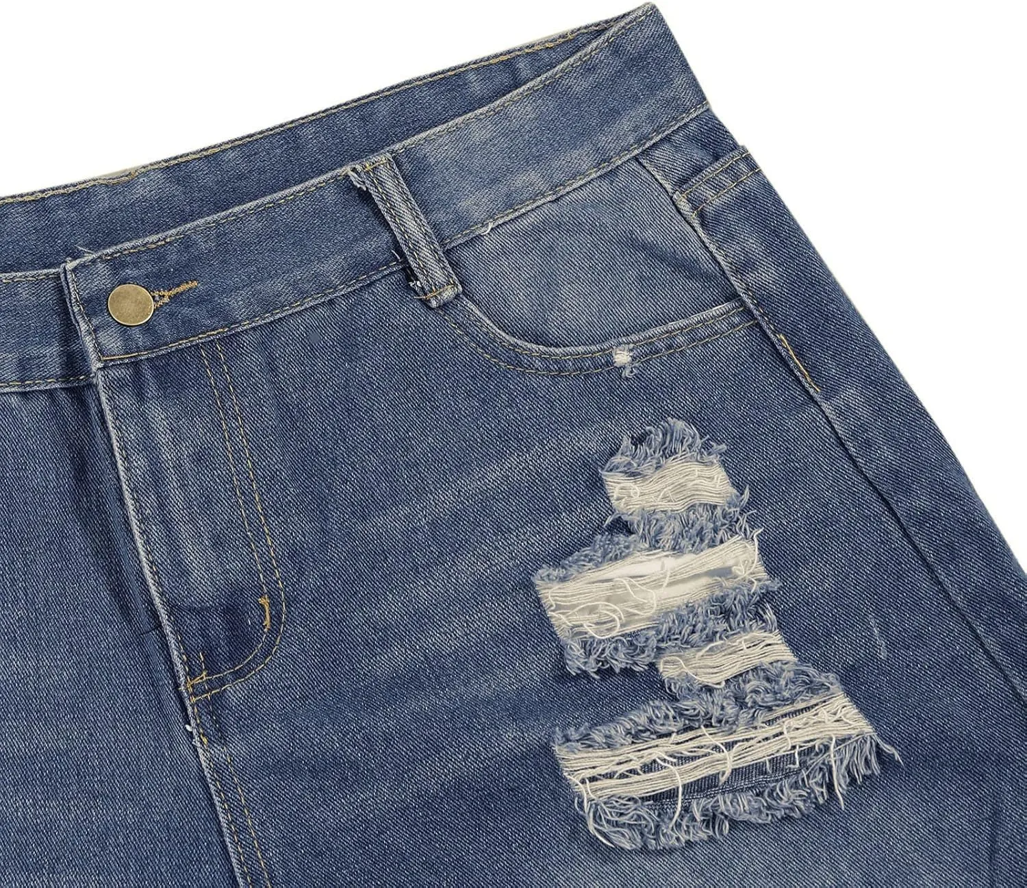 Plus Size Denim Bermuda Shorts For Women Jean Shorts High Waisted Ripped Shorts Distressed Jean Shorts for Summer