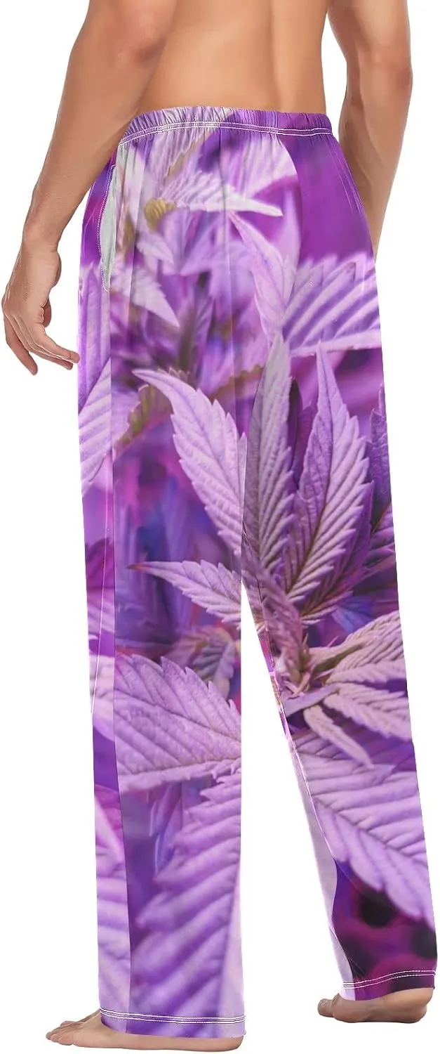 Purple Marijuana Plant Men's Pajama Pants Sleepwear Lounge Pajama Bottoms
