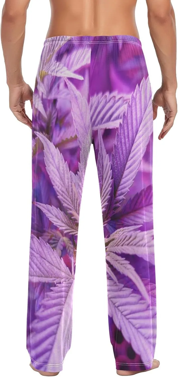 Purple Marijuana Plant Men's Pajama Pants Sleepwear Lounge Pajama Bottoms