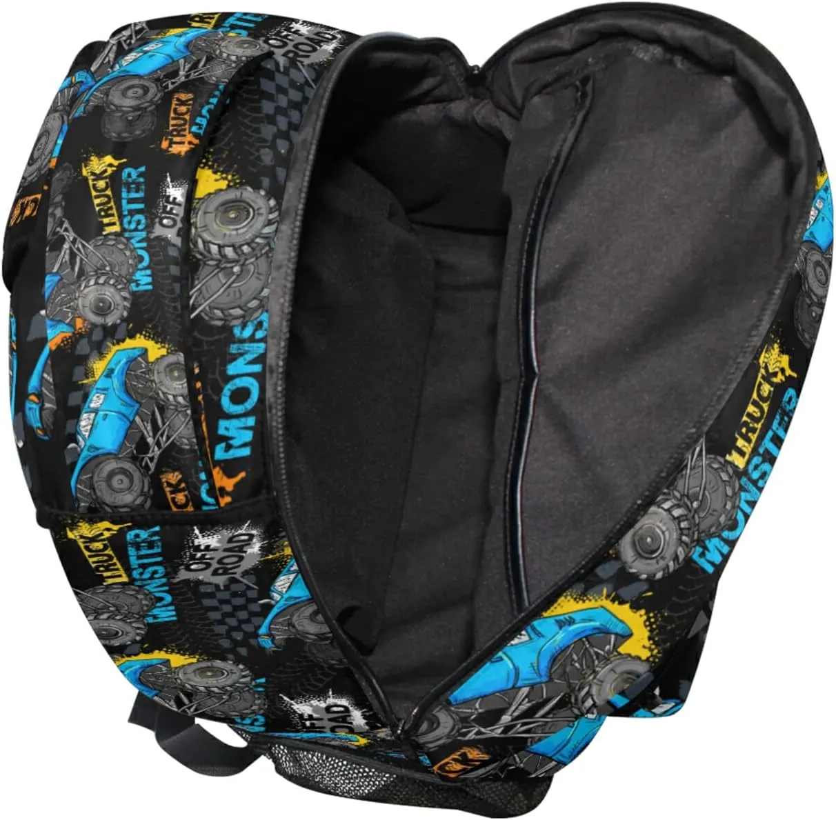 QUGRL Monster Truck Car School Backpack for Girls Boys Urban Style Modern Large Bookbag Laptop Computer Bag Casual Hiking Travel Daypack Backpack Schoolbag for Teens College 16 Inch