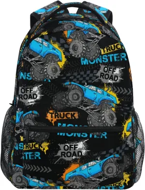 QUGRL Monster Truck Car School Backpack for Girls Boys Urban Style Modern Large Bookbag Laptop Computer Bag Casual Hiking Travel Daypack Backpack Schoolbag for Teens College 16 Inch