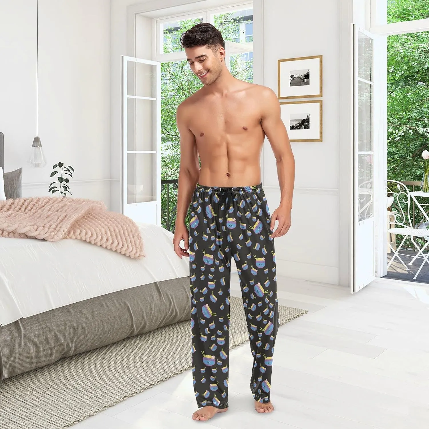 Ramen Noodles Men's Drawstring Pajama Pant with Pockets Lounge Sleep Bottoms PJ Bottoms