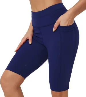 Rataves Womens Shorts 10" Workout Yoga Shorts with Pockets High Waisted Athletic Shorts Running Biker Shorts（007）