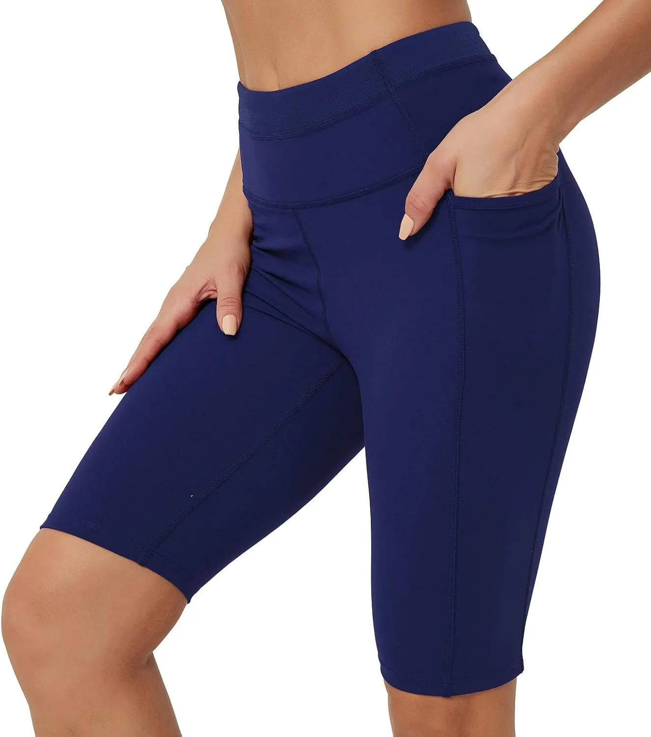 Rataves Womens Shorts 10" Workout Yoga Shorts with Pockets High Waisted Athletic Shorts Running Biker Shorts（007）