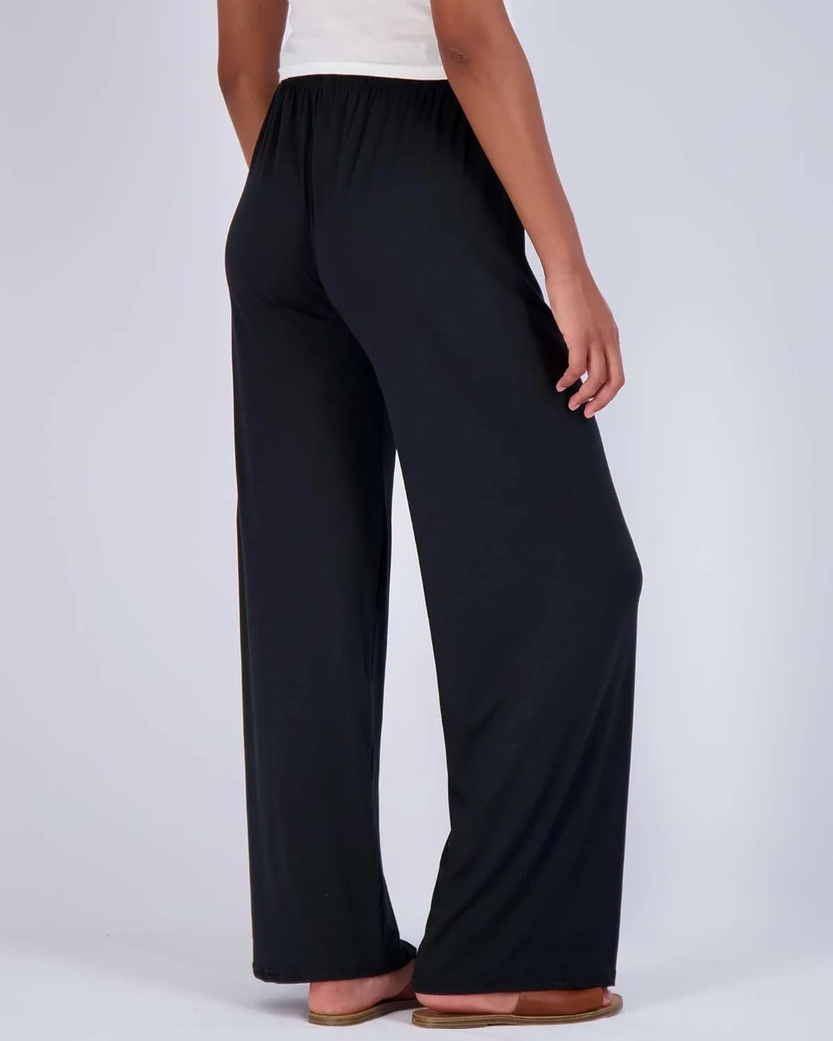 Real Essentials 3 Pack Soft Palazzo Pajama Pants for Women, Wide Leg Comfortable Casual Lounge Yoga Bottoms (Plus Size)