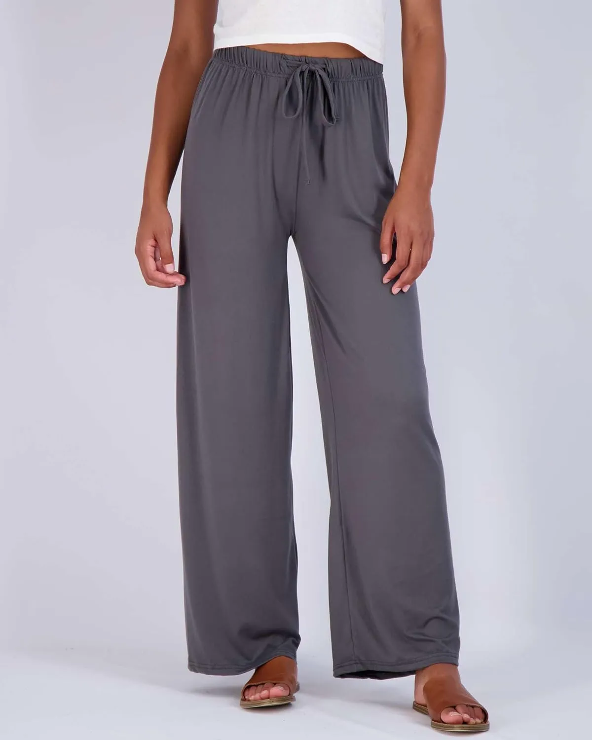 Real Essentials 3 Pack Soft Palazzo Pajama Pants for Women, Wide Leg Comfortable Casual Lounge Yoga Bottoms (Plus Size)