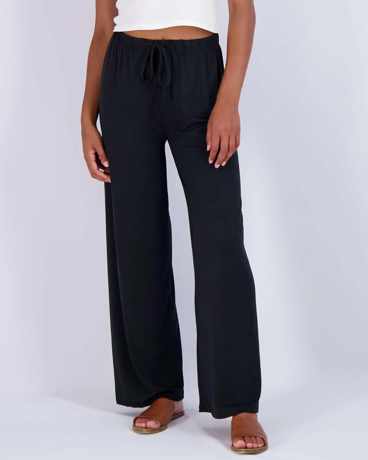 Real Essentials 3 Pack Soft Palazzo Pajama Pants for Women, Wide Leg Comfortable Casual Lounge Yoga Bottoms (Plus Size)