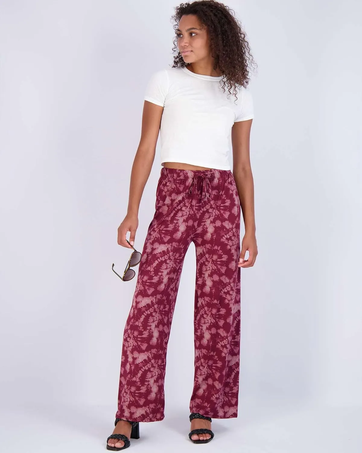 Real Essentials 3 Pack Soft Palazzo Pajama Pants for Women, Wide Leg Comfortable Casual Lounge Yoga Bottoms (Plus Size)