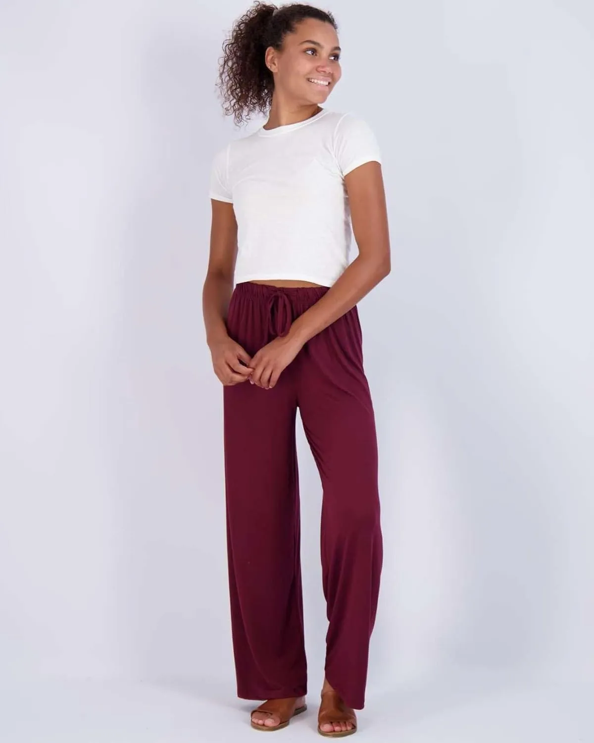 Real Essentials 3 Pack Soft Palazzo Pajama Pants for Women, Wide Leg Comfortable Casual Lounge Yoga Bottoms (Plus Size)