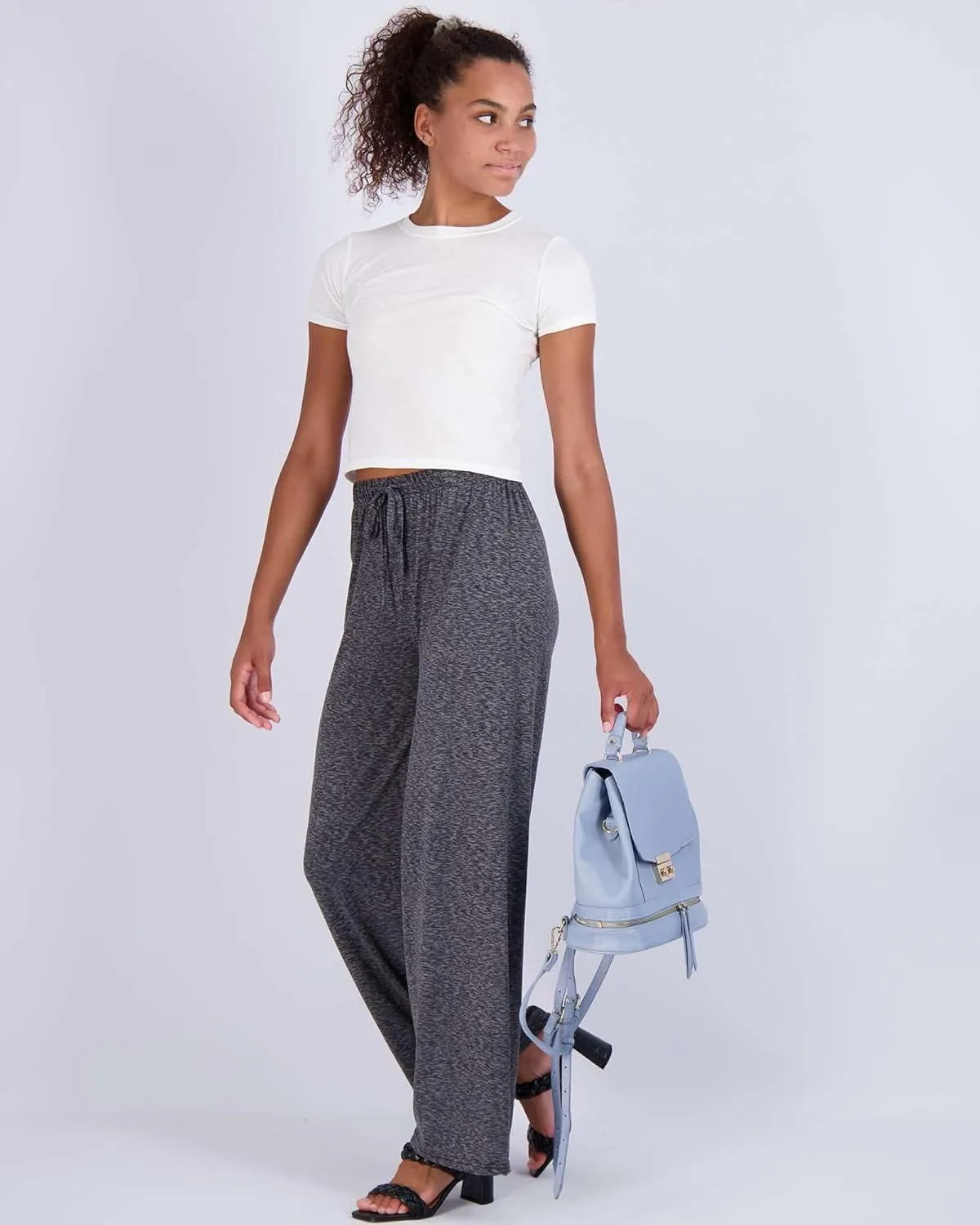 Real Essentials 3 Pack Soft Palazzo Pajama Pants for Women, Wide Leg Comfortable Casual Lounge Yoga Bottoms (Plus Size)