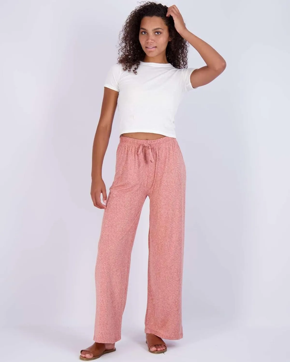 Real Essentials 3 Pack Soft Palazzo Pajama Pants for Women, Wide Leg Comfortable Casual Lounge Yoga Bottoms (Plus Size)