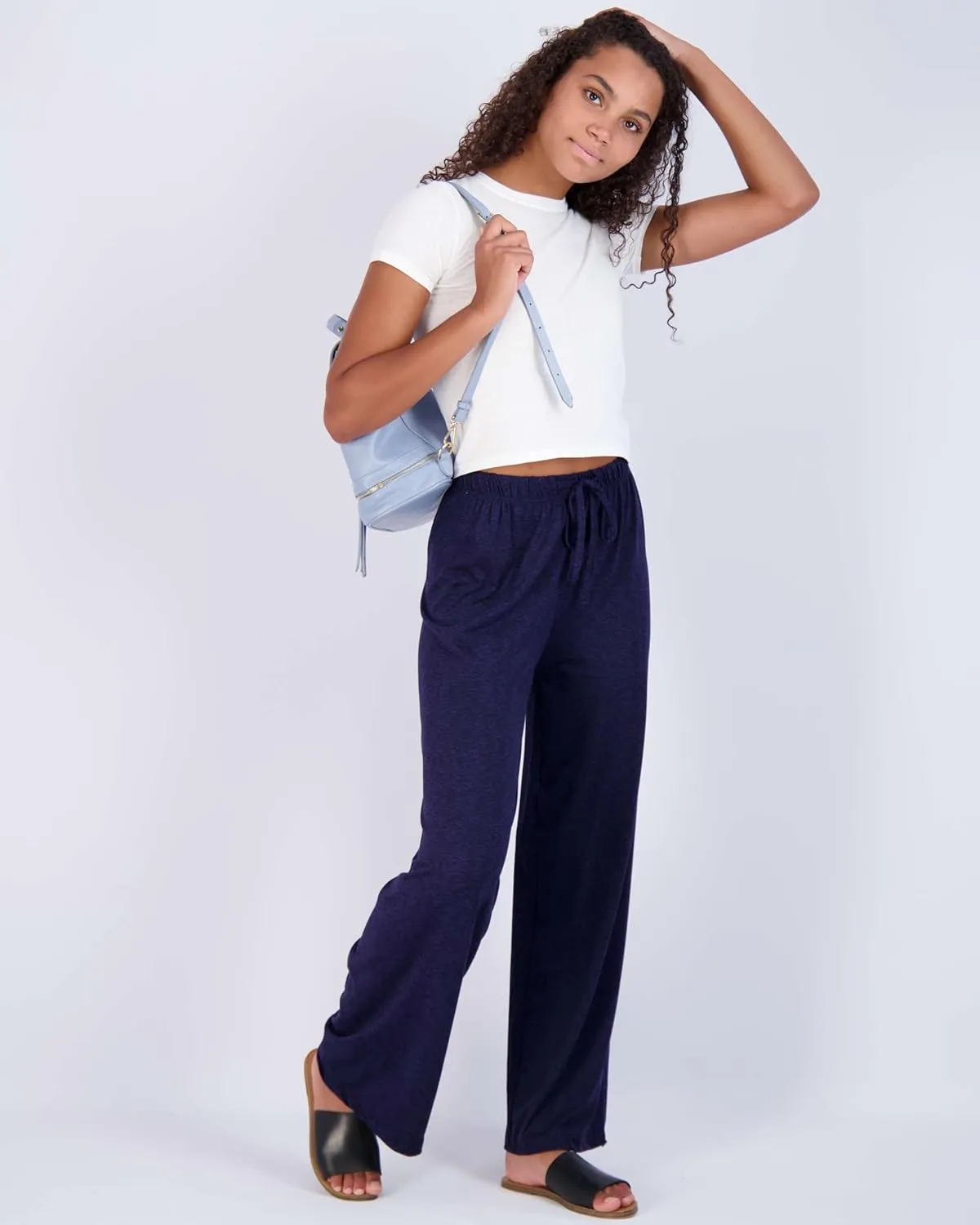 Real Essentials 3 Pack Soft Palazzo Pajama Pants for Women, Wide Leg Comfortable Casual Lounge Yoga Bottoms (Plus Size)