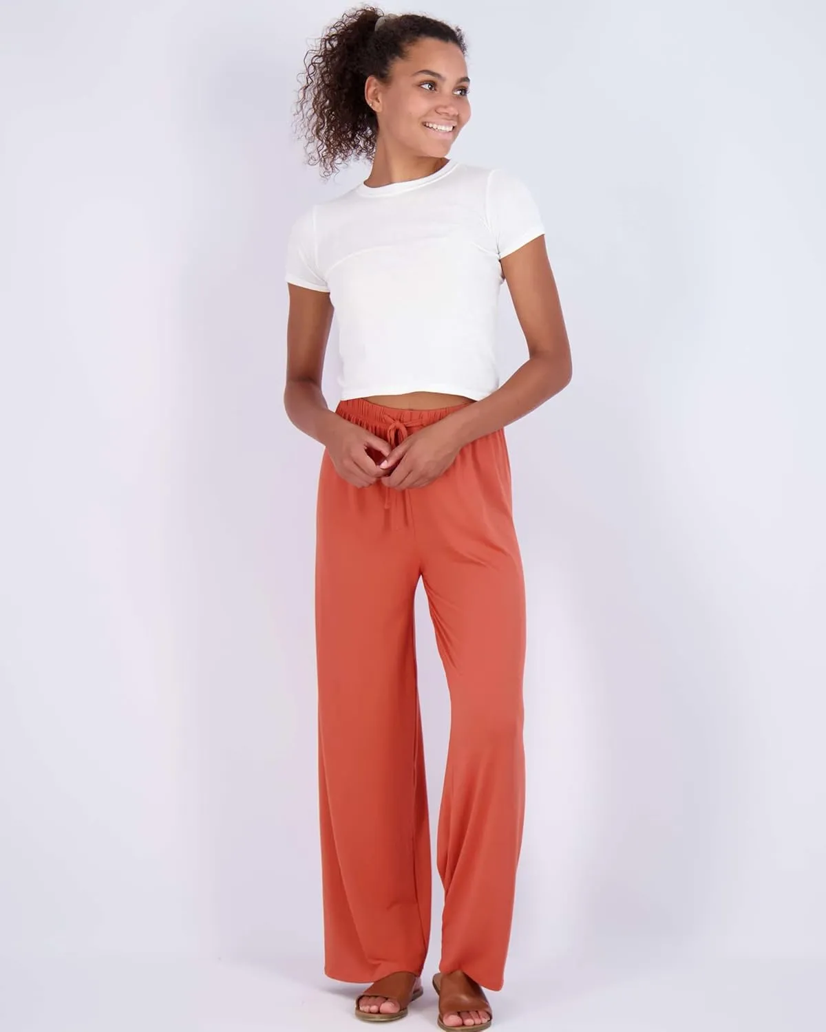 Real Essentials 3 Pack Soft Palazzo Pajama Pants for Women, Wide Leg Comfortable Casual Lounge Yoga Bottoms (Plus Size)