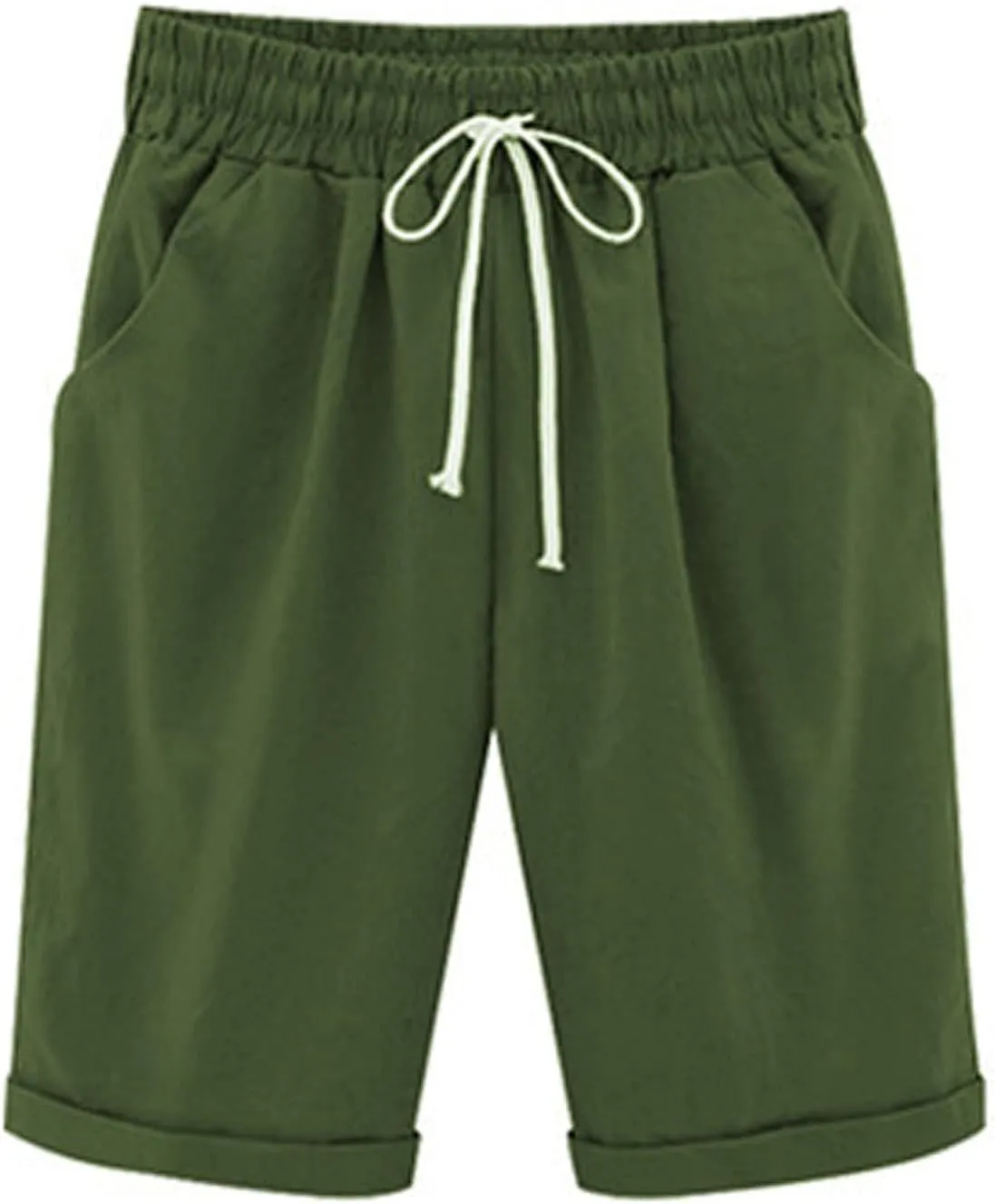 sdbrld Bermuda Shorts for Women,Womens Bermuda Shorts Trendy Summer Drawstring Shorts High Waisted Cotton Athletic Shorts