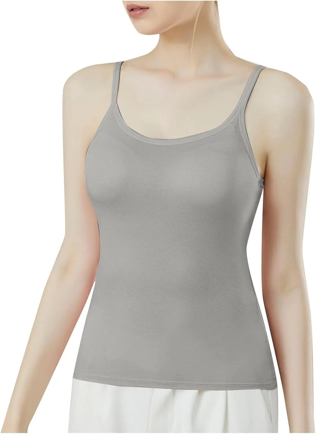 Sexy Shelf Bra Cami Tops for Women Spaghetti Strap Yoge Camisoles Slim Fitness Summer Basic Tees Sleeveless Shirts