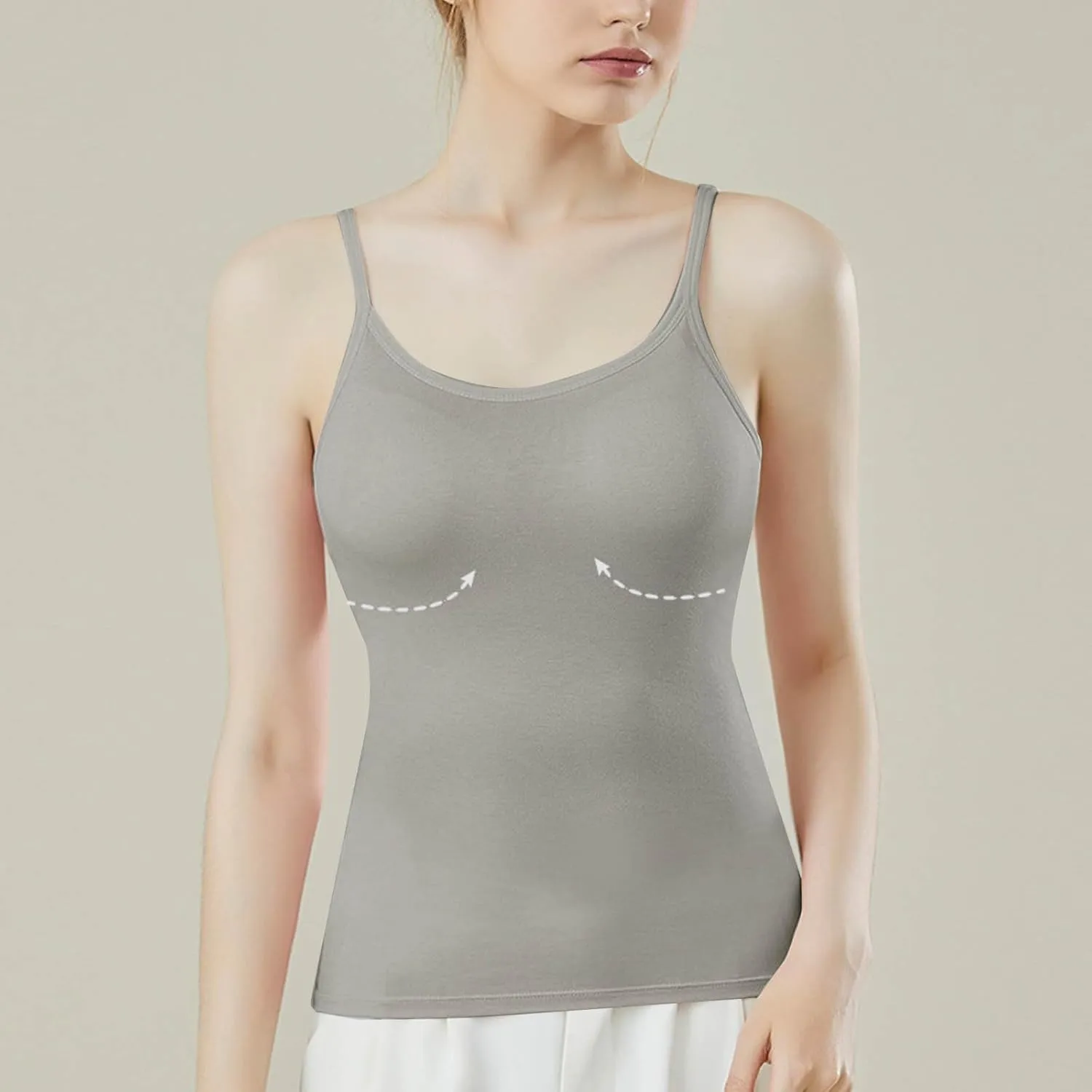 Sexy Shelf Bra Cami Tops for Women Spaghetti Strap Yoge Camisoles Slim Fitness Summer Basic Tees Sleeveless Shirts