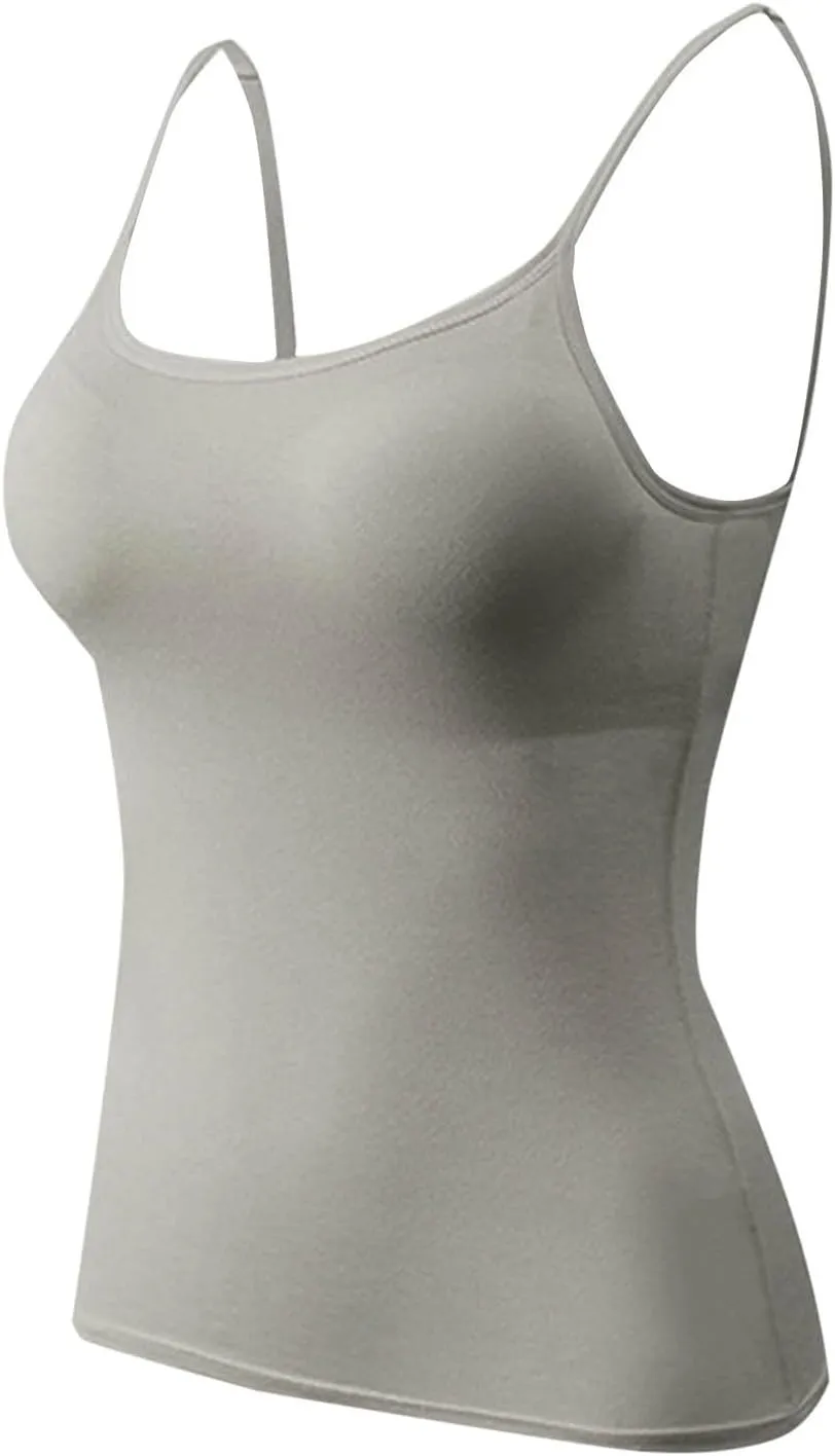 Sexy Shelf Bra Cami Tops for Women Spaghetti Strap Yoge Camisoles Slim Fitness Summer Basic Tees Sleeveless Shirts