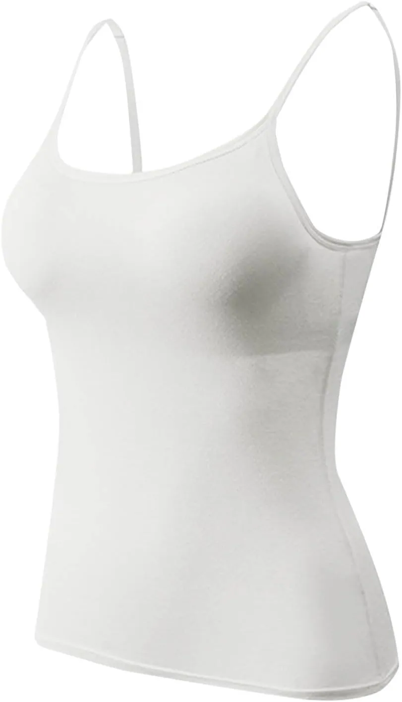 Sexy Shelf Bra Cami Tops for Women Spaghetti Strap Yoge Camisoles Slim Fitness Summer Basic Tees Sleeveless Shirts