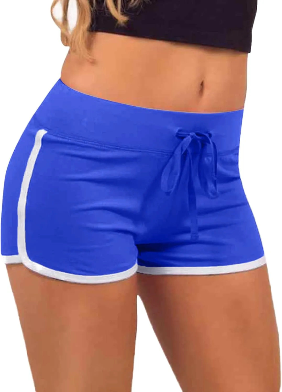 SHAOBGE Biker Shorts for Women Workout Running Shorts High Waisted Yoga Shorts Striped Sweat Shorts Casual Drawstring Shorts