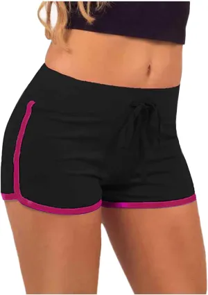 SHAOBGE Biker Shorts for Women Workout Running Shorts High Waisted Yoga Shorts Striped Sweat Shorts Casual Drawstring Shorts