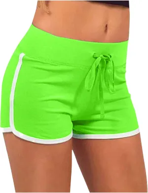 SHAOBGE Biker Shorts for Women Workout Running Shorts High Waisted Yoga Shorts Striped Sweat Shorts Casual Drawstring Shorts