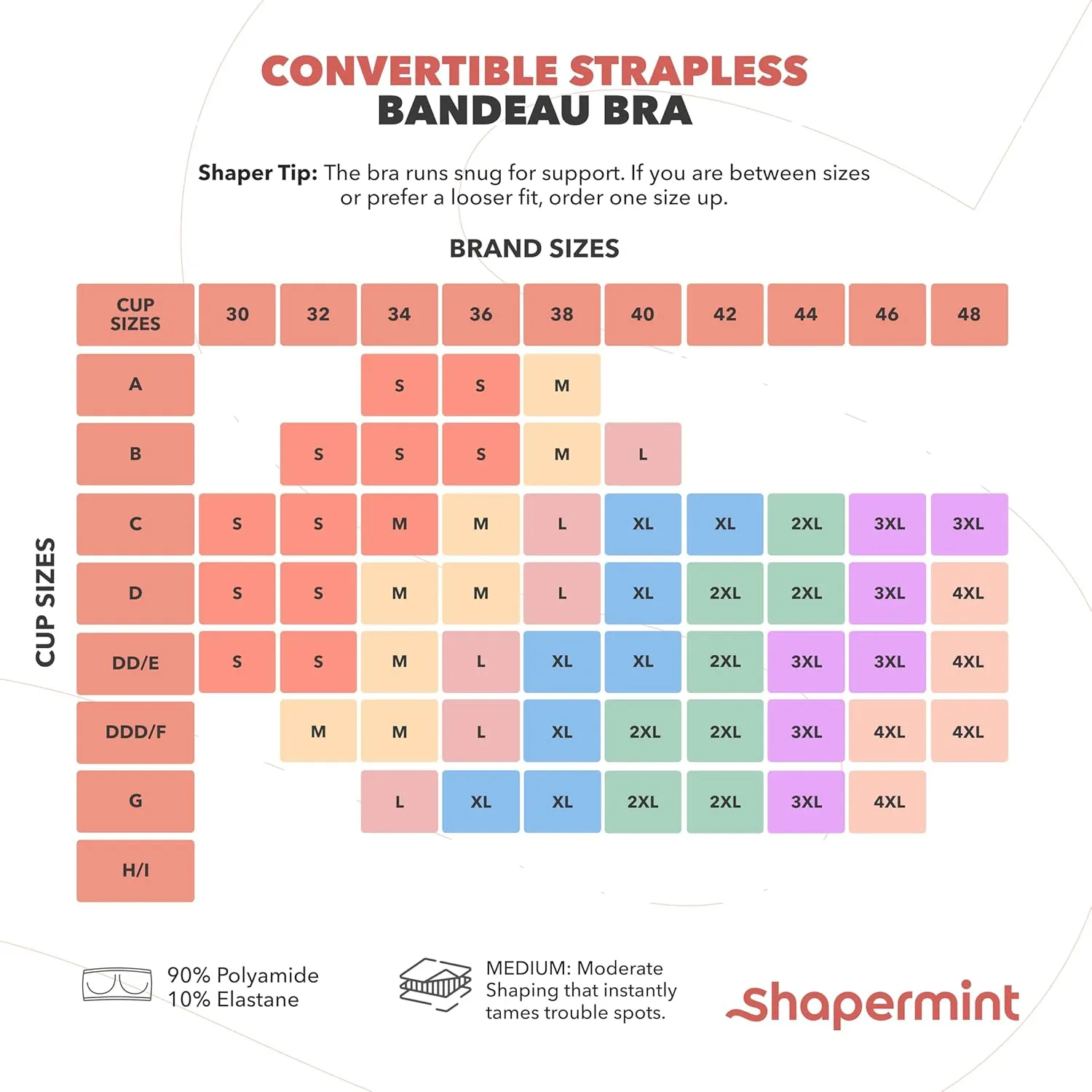 SHAPERMINT Strapless Bra - Bandeau top, Strapless Bras for Women, Plus Size Lingerie for Women, Free Clear Bra Straps