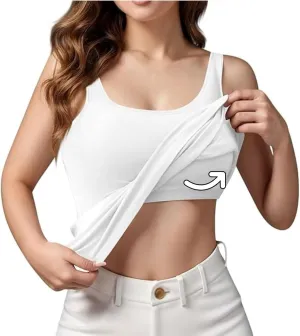 Shelf Bra Tank Tops for Women Wide Strap Workout Lingerie Camisoles Slim Fit Basic Athletic Sports Bras