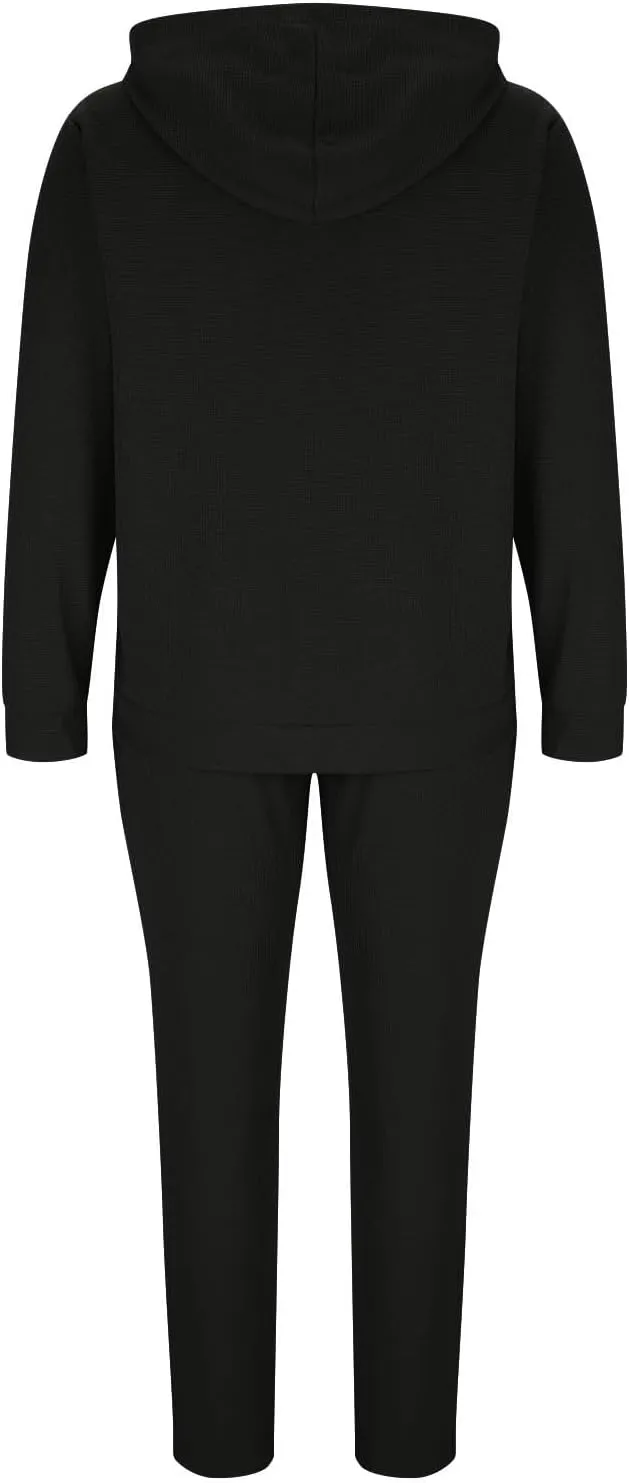 Sinzelimin Mens Tracksuit Set Fashion Long Sleeves Hooded Sweatshirt and Jogger Sweatpant 2PC Suit Hoodies Tops Sportwear