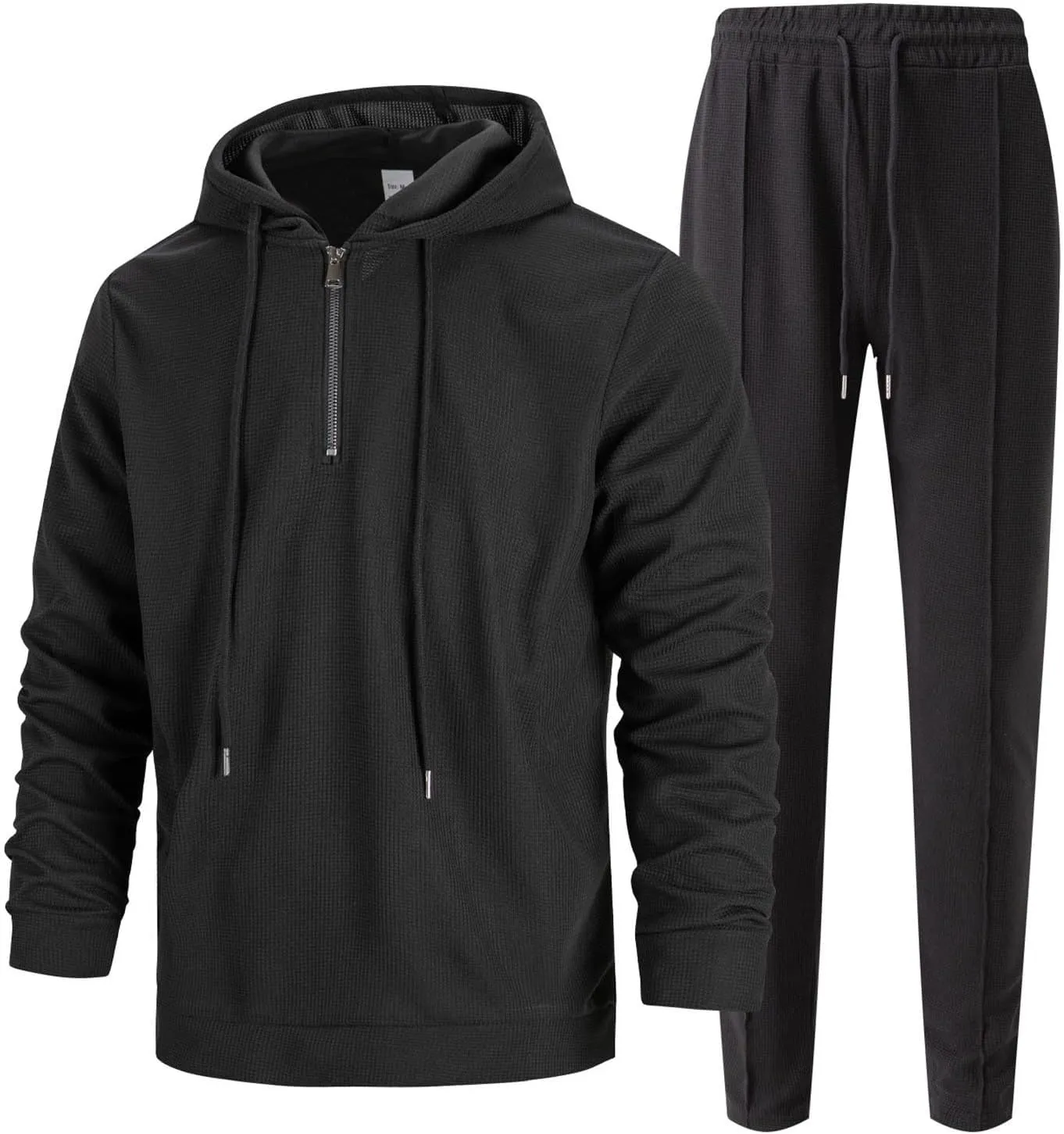 Sinzelimin Mens Tracksuit Set Fashion Long Sleeves Hooded Sweatshirt and Jogger Sweatpant 2PC Suit Hoodies Tops Sportwear