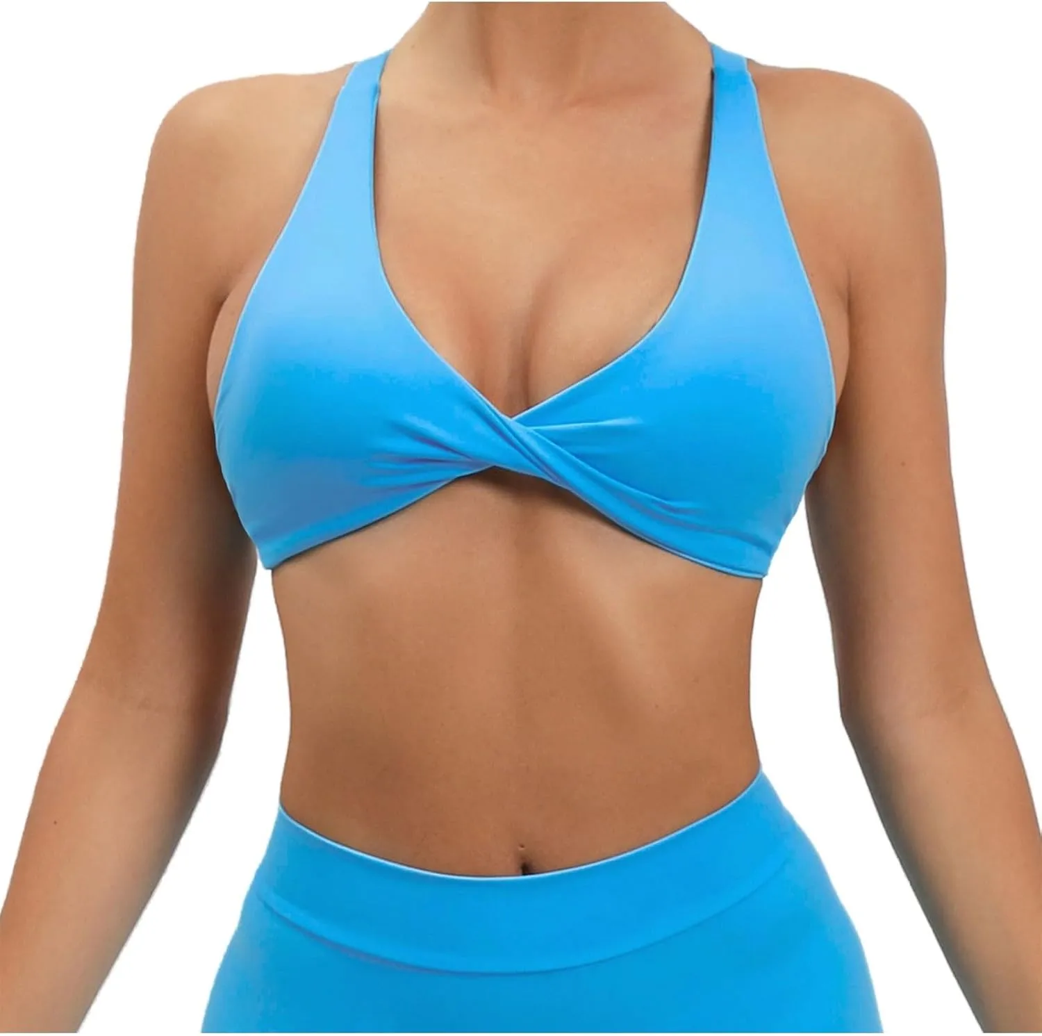 Sports Bras for Women Sexy Front Twist Criss-Cross Backless Plunge Bralette Wire-Free Quick Dry Gym Workout Yoga Bra