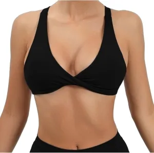 Sports Bras for Women Sexy Front Twist Criss-Cross Backless Plunge Bralette Wire-Free Quick Dry Gym Workout Yoga Bra