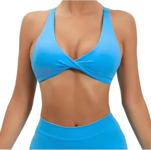 Sports Bras for Women Sexy Front Twist Criss-Cross Backless Plunge Bralette Wire-Free Quick Dry Gym Workout Yoga Bra