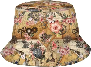 Steampunk Bucket Hat Fashion Beach Sun Wide Brim Cap Outdoor Fisherman Hats for Women Men Teens